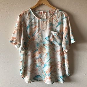 NICOLA vintage tourist print blouse tee